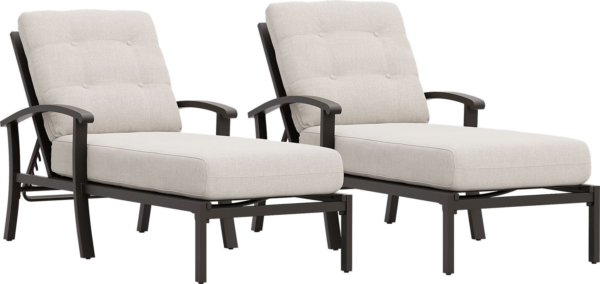 Lake Breeze Aged Bronze Outdoor Chaise with Desert Cushions, Set of 2 - Image 1
