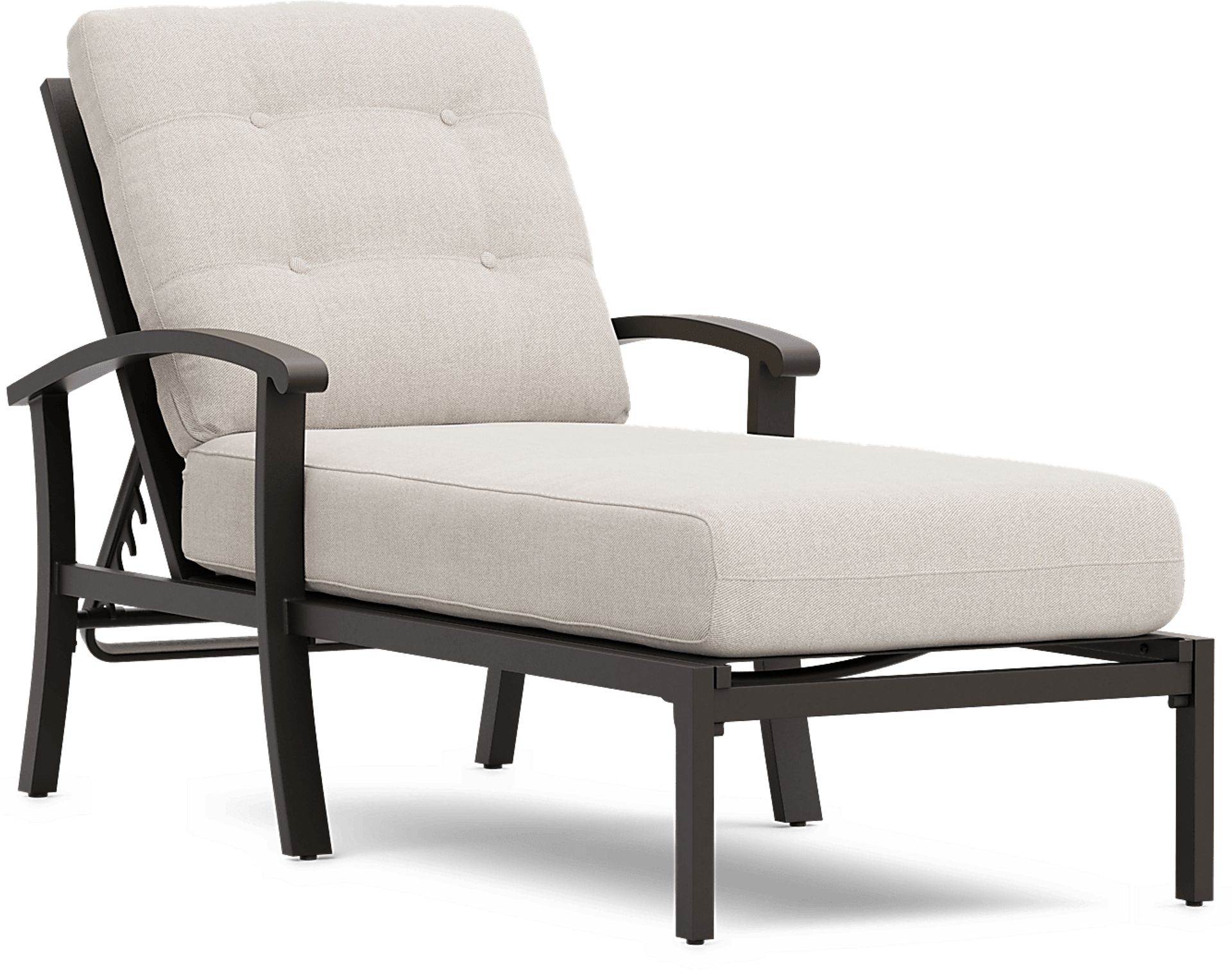 Lake Breeze Aged Bronze Outdoor Chaise with Desert Cushions - Image 1