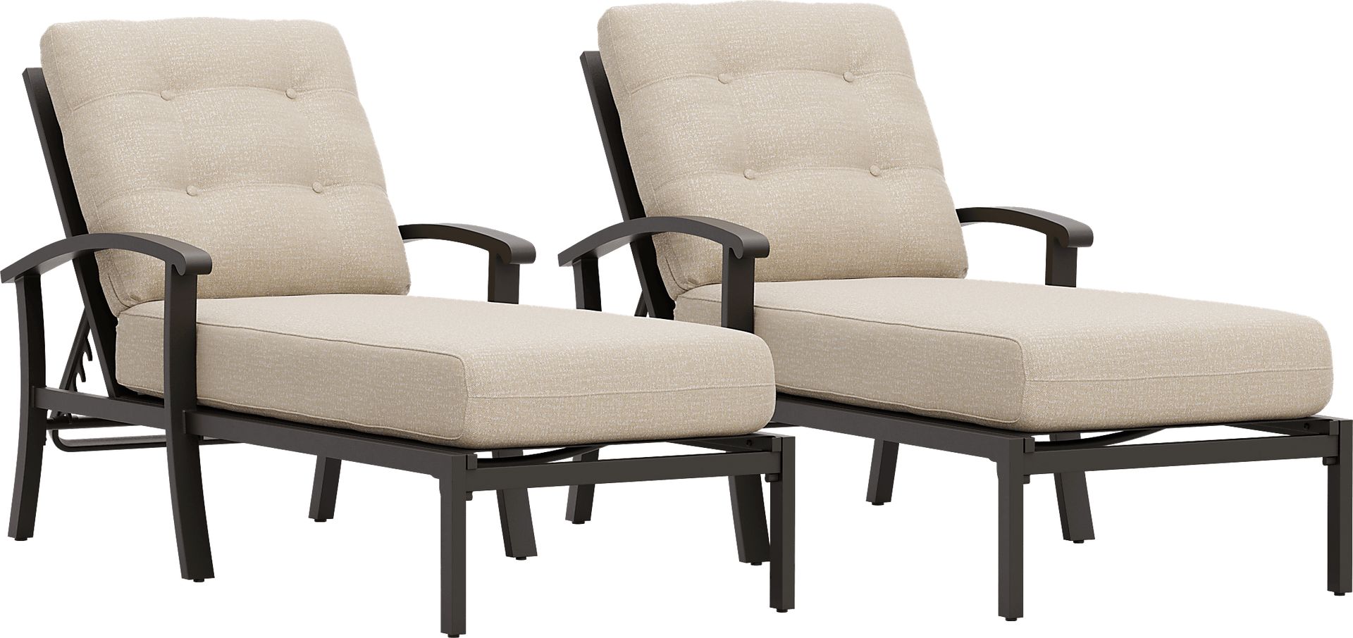 Lake Breeze Aged Bronze Outdoor Chaise with Hemp-Colored Cushions, Set of 2 - Image 1