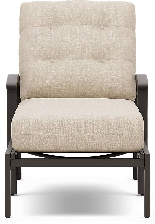 Lake Breeze Aged Bronze Outdoor Chaise with Hemp-Colored Cushions - Thumbnail - Image 2