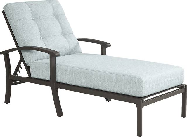 Lake Breeze Aged Bronze Outdoor Chaise with Mist Cushions - Thumbnail - Image 1