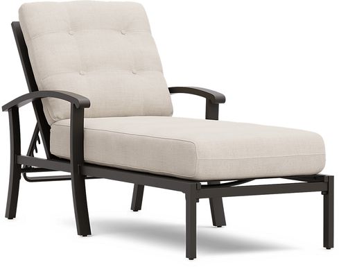 Lake Breeze Aged Bronze Outdoor Chaise with Parchment Cushions