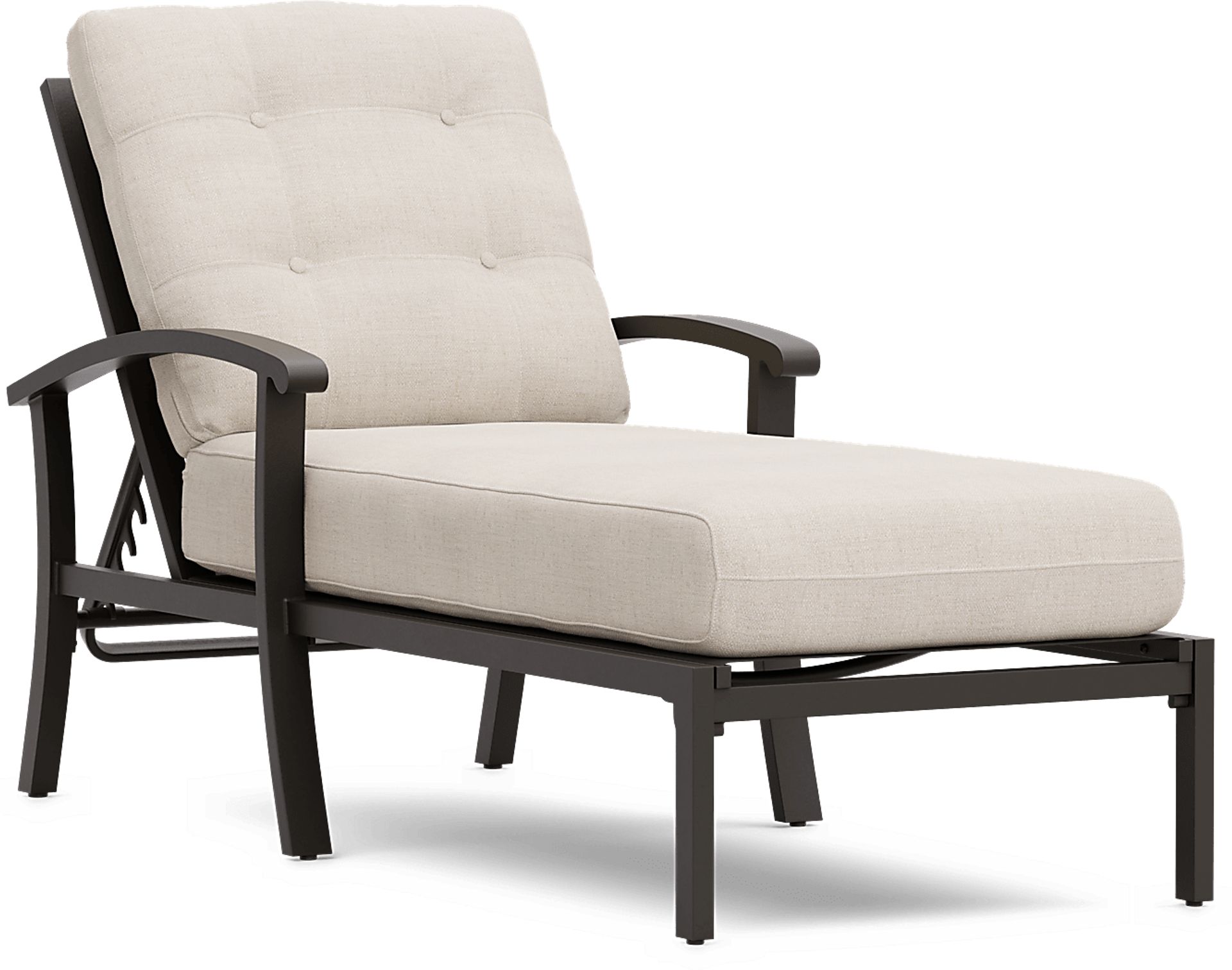 Lake Breeze Aged Bronze Outdoor Chaise with Parchment Cushions - Image 1