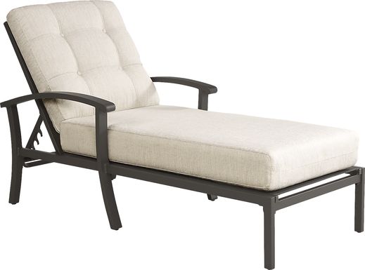 Lake Breeze Aged Bronze Outdoor Chaise with Parchment Cushions