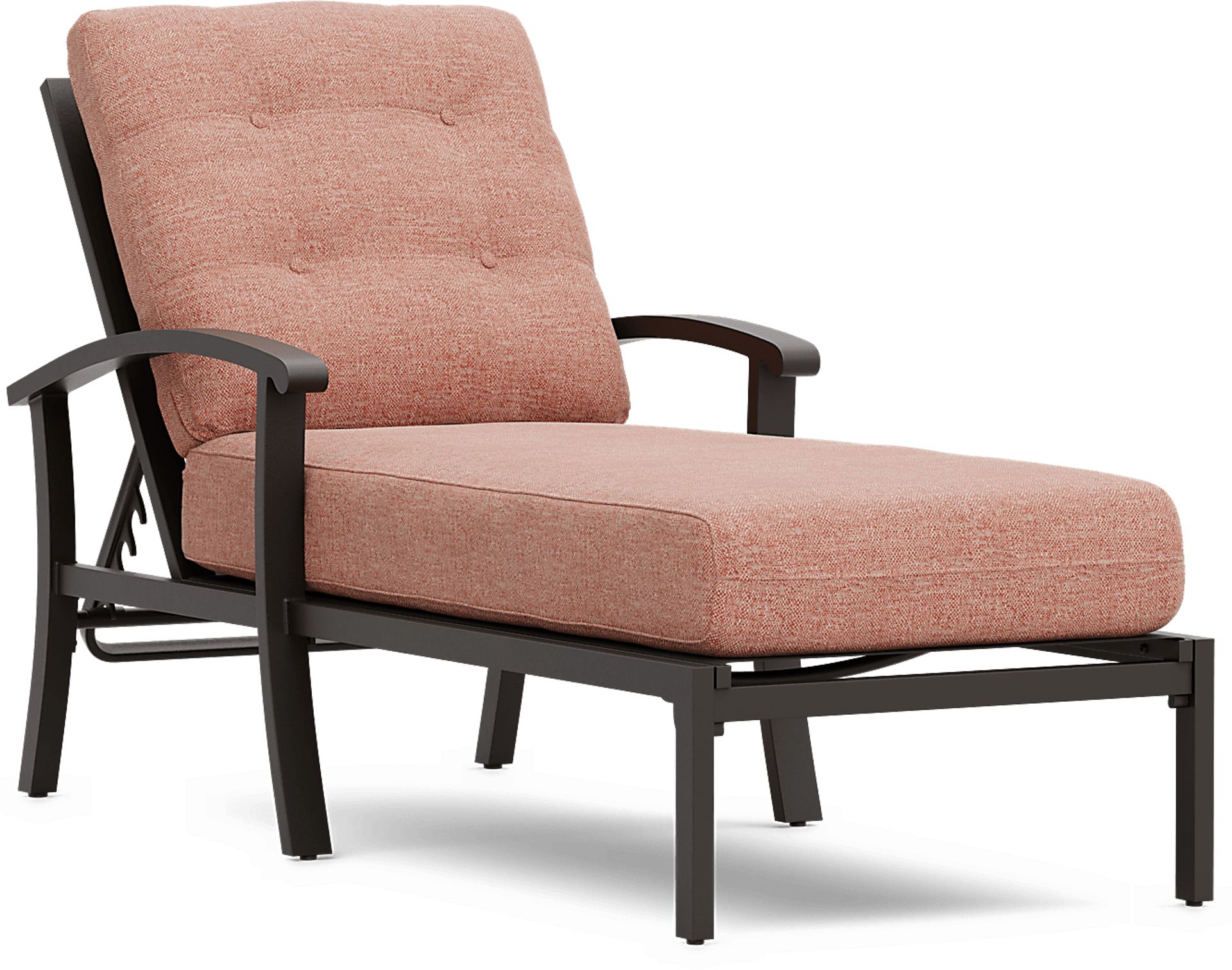 Lake Breeze Aged Bronze Outdoor Chaise with Terracotta Cushions - Image 1