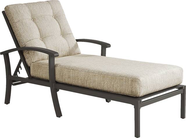 Lake Breeze Aged Bronze Outdoor Chaise with Wren Cushions - Thumbnail - Image 1