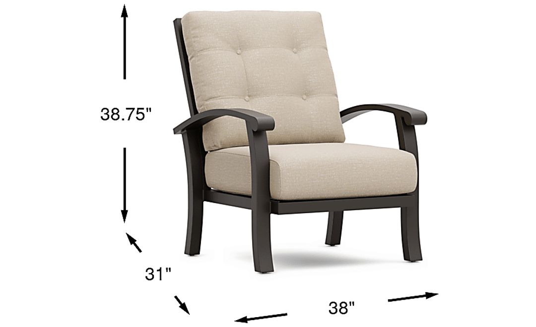 Lake Breeze Aged Bronze Outdoor Club Chair with Hemp-Colored Cushions