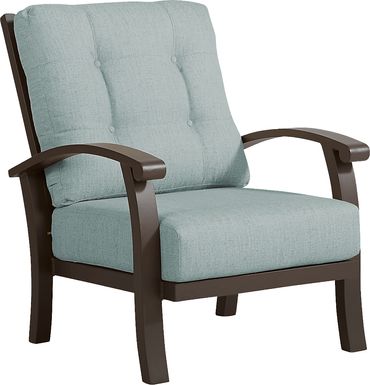 Lake Breeze Aged Bronze Outdoor Club Chair with Seafoam Cushions