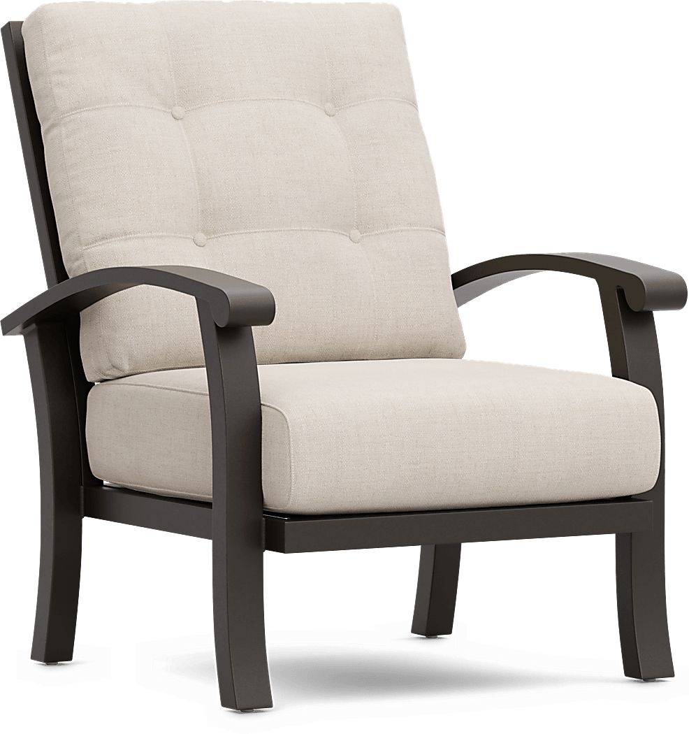 Lake Breeze Aged Bronze Outdoor Club Chair with Parchment Cushions