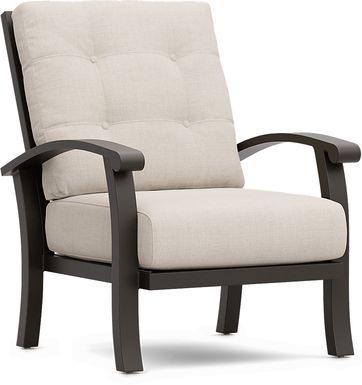 Lake Breeze Aged Bronze Outdoor Club Chair with Parchment Cushions