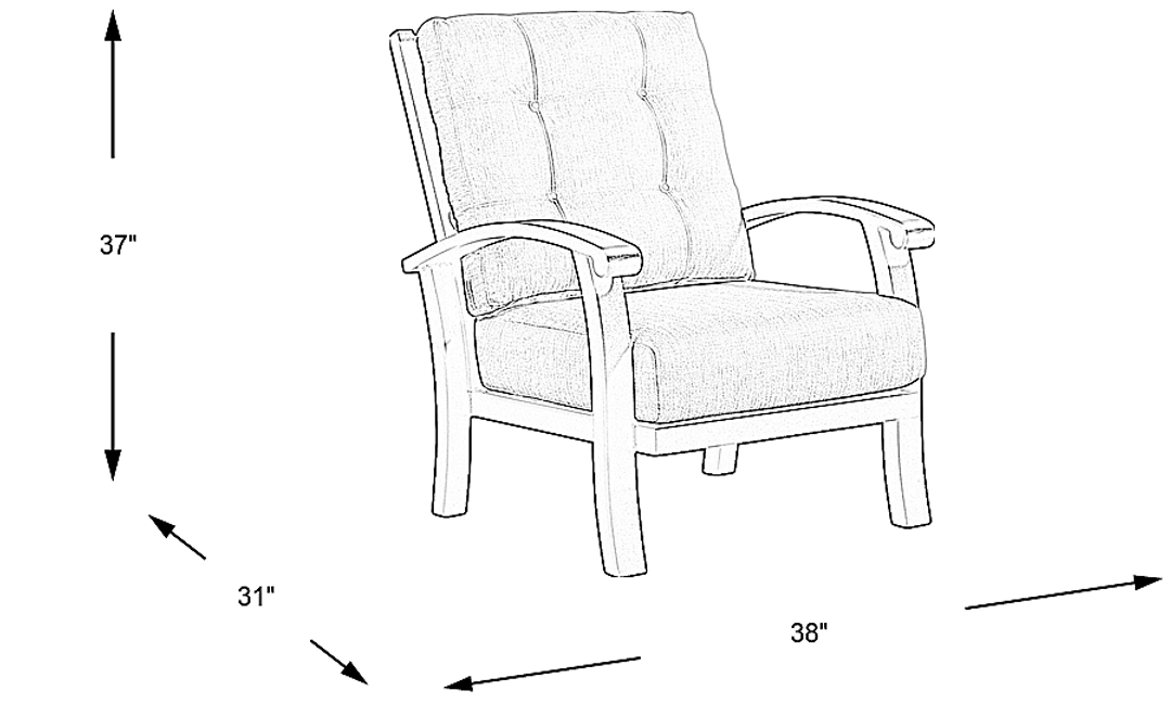 Lake Breeze Aged Bronze Outdoor Club Chair with Mist Cushions