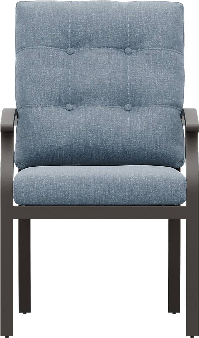 Lake Breeze Aged Bronze Outdoor Dining Chair with Blueberry Cushions - Thumbnail - Image 2