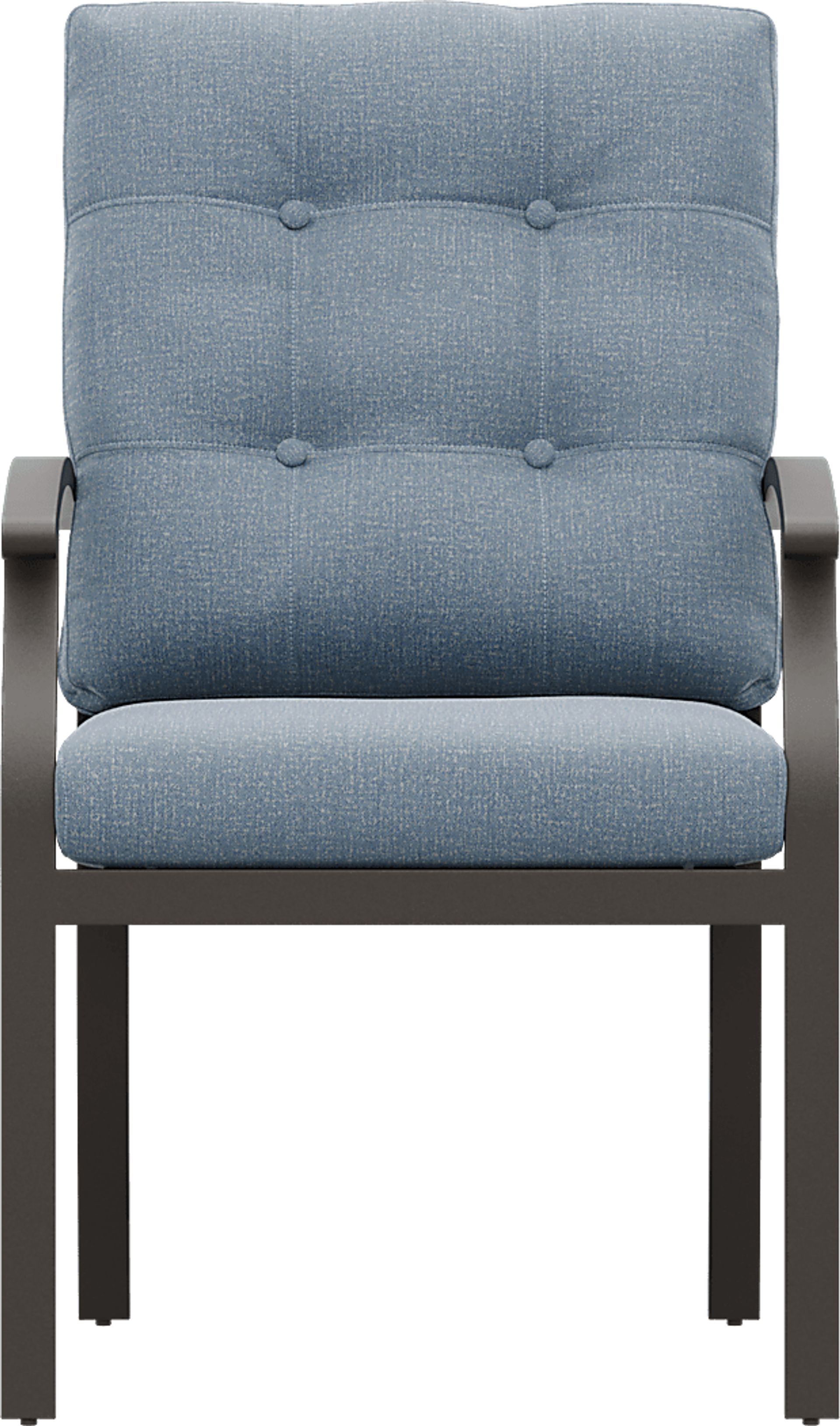 Lake Breeze Aged Bronze Outdoor Dining Chair with Blueberry Cushions - Image 2