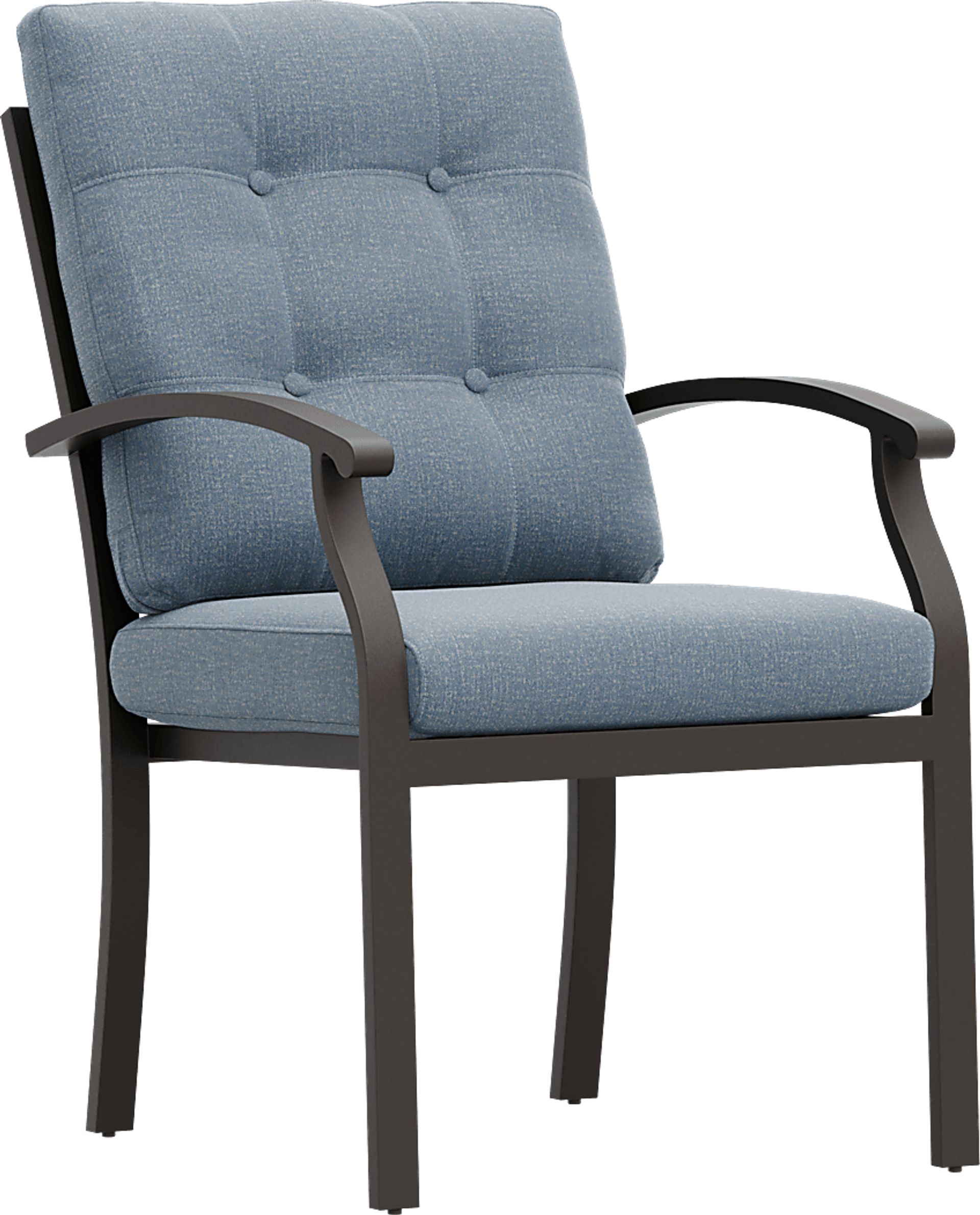 Lake Breeze Aged Bronze Outdoor Dining Chair with Blueberry Cushions - Image 1