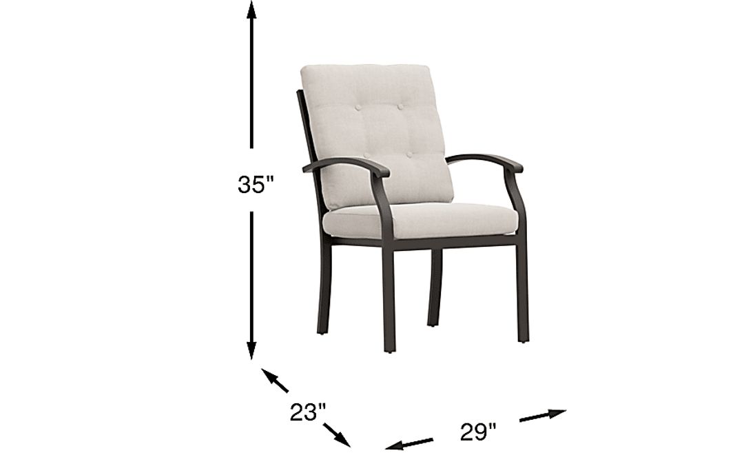Lake Breeze Aged Bronze Outdoor Dining Chair with Desert Cushions