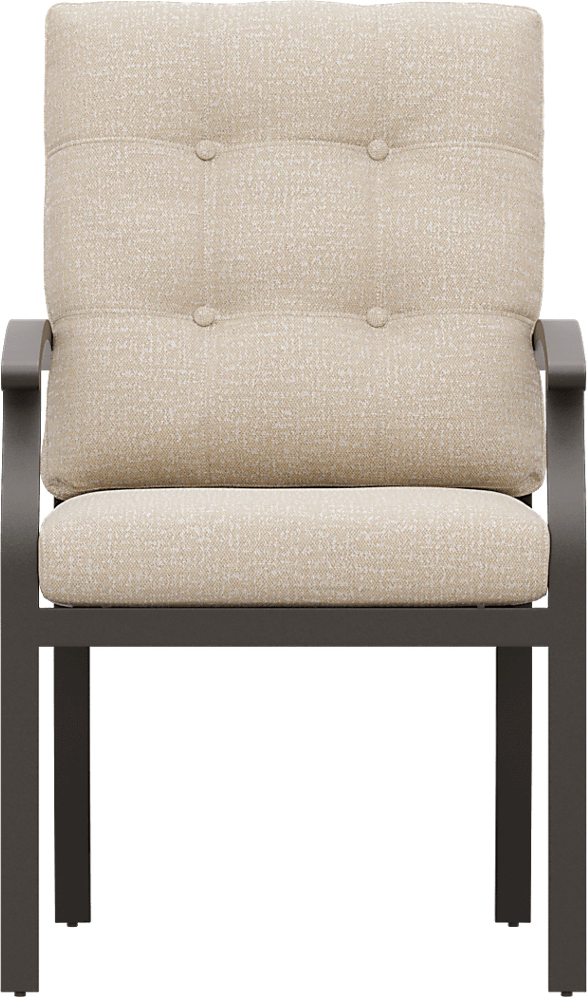 Lake Breeze Aged Bronze Outdoor Dining Chair with Hemp-Colored Cushions - Image 2