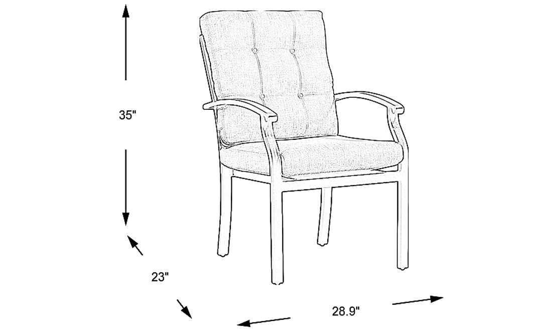 Lake Breeze Aged Bronze Outdoor Dining Chair with Mist Cushions