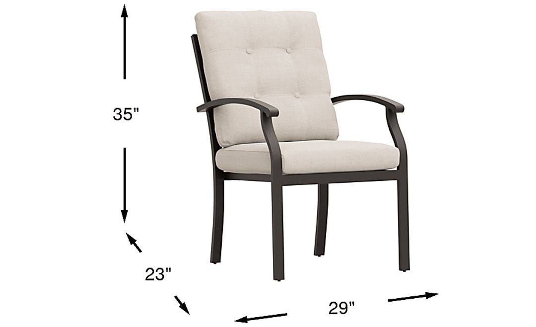 Lake Breeze Aged Bronze Outdoor Dining Chair with Parchment Cushions