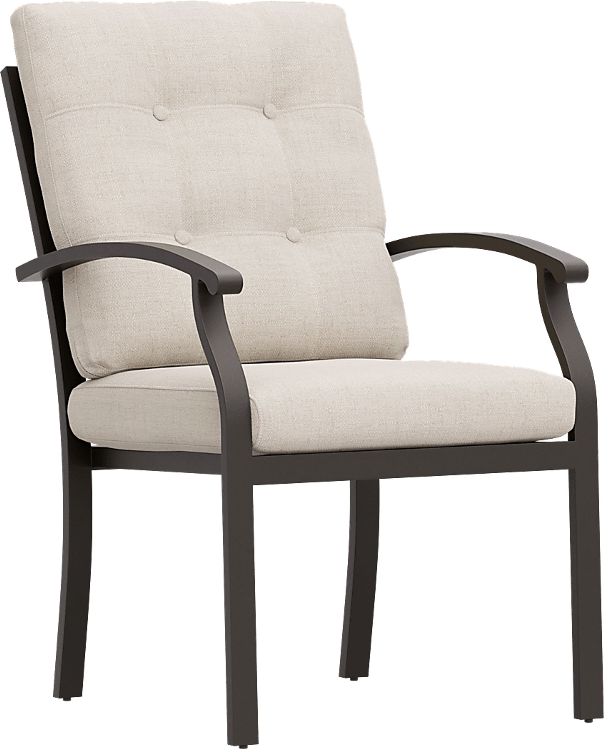 Lake Breeze Aged Bronze Outdoor Dining Chair with Parchment Cushions - Image 1