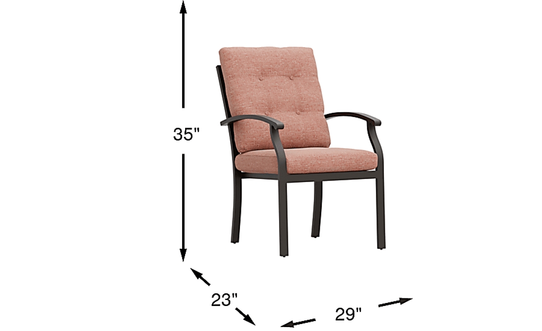 Lake Breeze Aged Bronze Outdoor Dining Chair with Terracotta Cushions