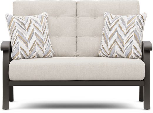 Lake Breeze Aged Bronze Outdoor Loveseat with Desert Cushions