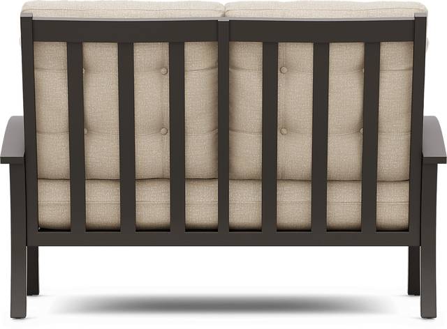 Lake Breeze Aged Bronze Outdoor Loveseat with Hemp-Colored Cushions - Thumbnail - Image 3