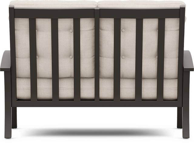 Lake Breeze Aged Bronze Outdoor Loveseat with Parchment Cushions - Thumbnail - Image 3