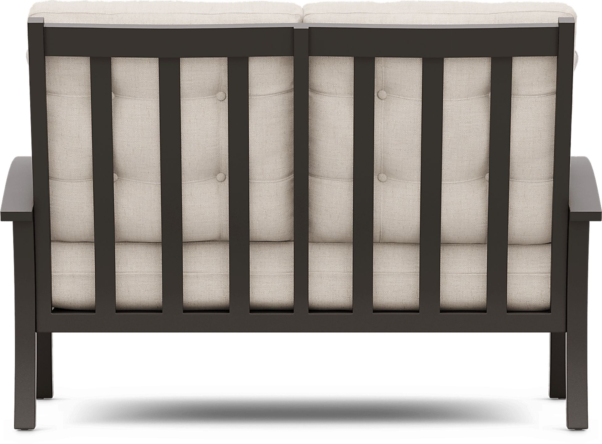 Lake Breeze Aged Bronze Outdoor Loveseat with Parchment Cushions - Image 3