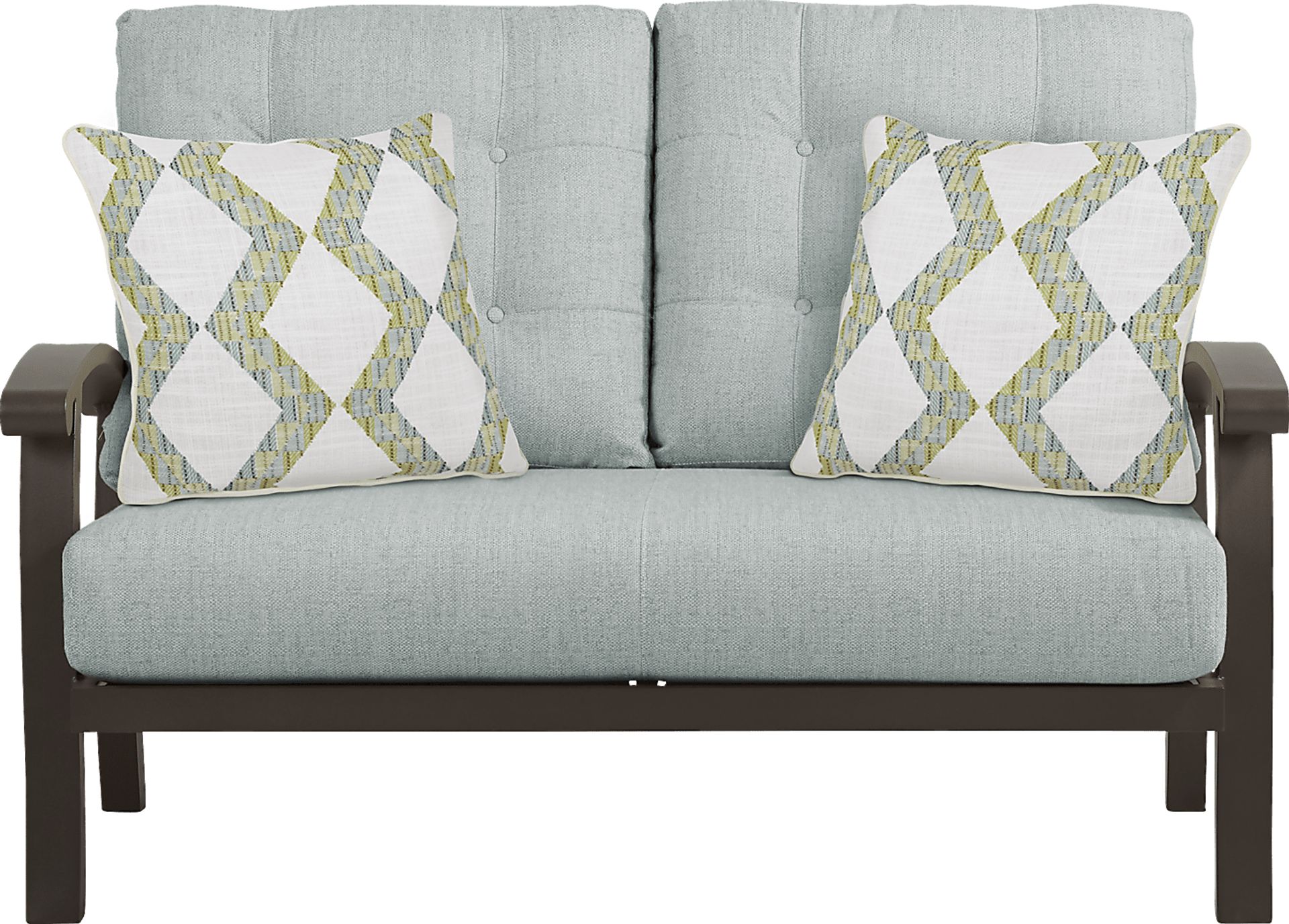 Lake Breeze Aged Bronze Outdoor 4 Pc Seating Set with Seafoam Cushions - Image 2