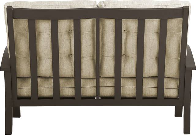 Lake Breeze Aged Bronze Outdoor Loveseat with Straw Cushions - Thumbnail - Image 3