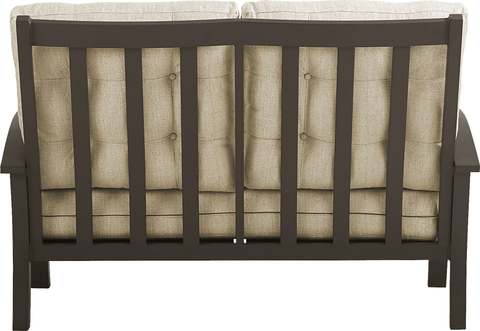 Lake Breeze Aged Bronze Outdoor Loveseat with Straw Cushions - Image 3