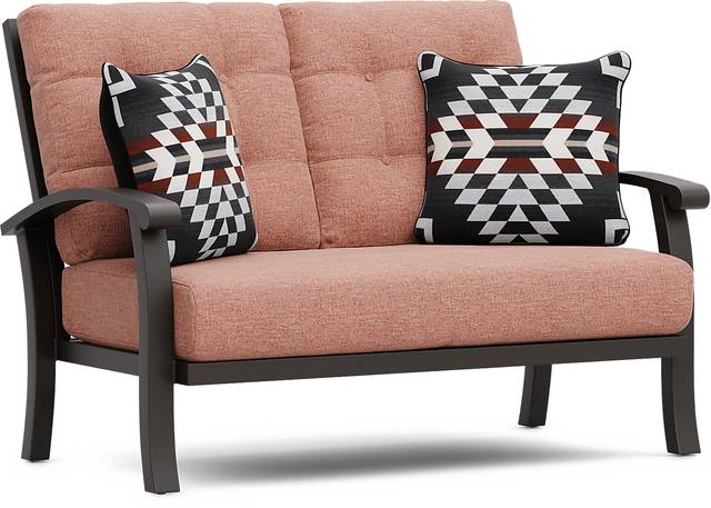 Lake Breeze Aged Bronze Outdoor Loveseat with Terracotta Cushions - Thumbnail - Image 2
