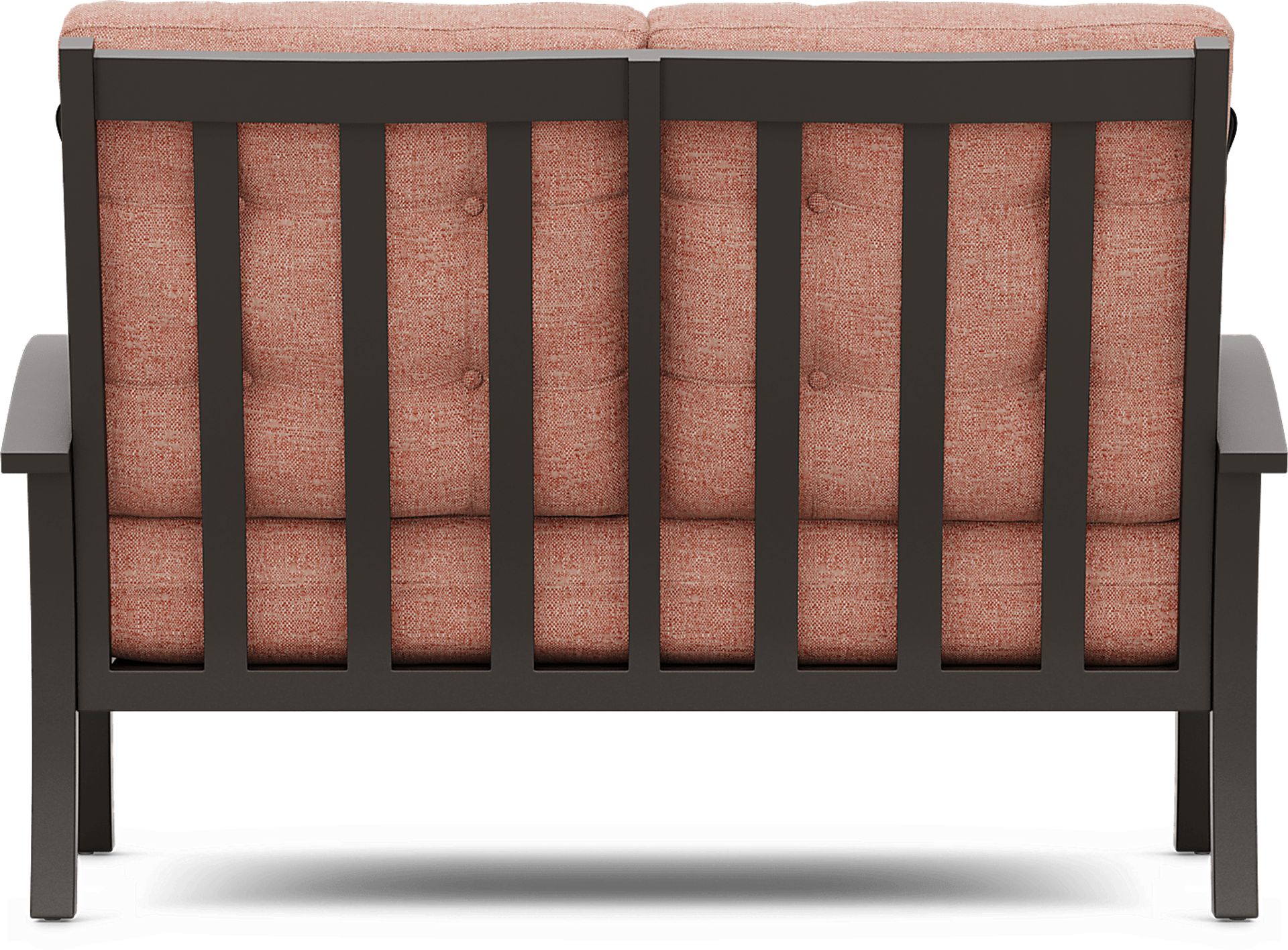 Lake Breeze Aged Bronze Outdoor Loveseat with Terracotta Cushions - Image 3