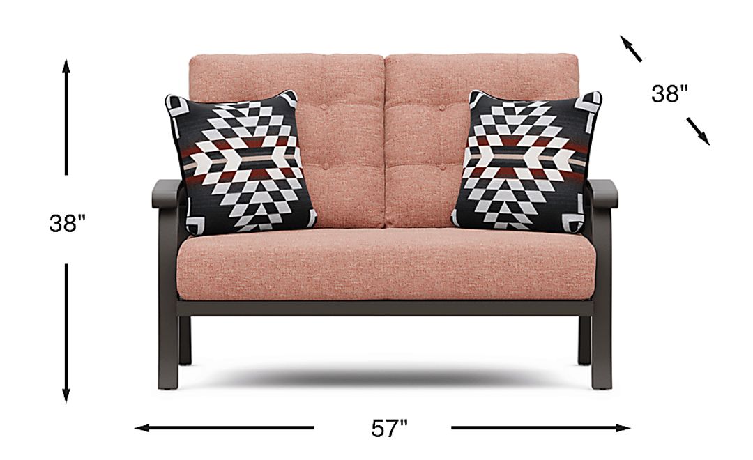 Lake Breeze Aged Bronze Outdoor Loveseat with Terracotta Cushions