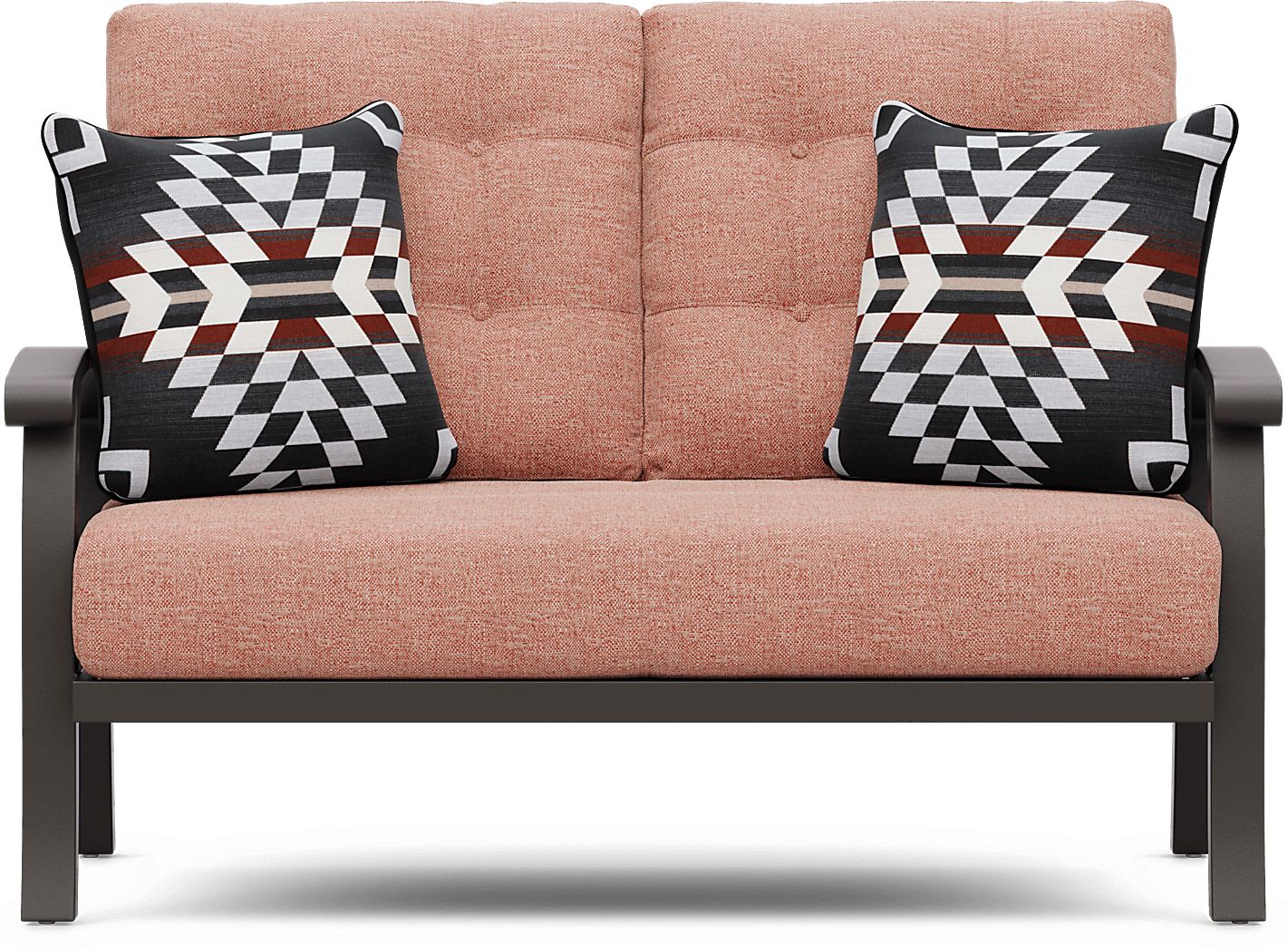 Lake Breeze Aged Bronze Outdoor Loveseat with Terracotta Cushions