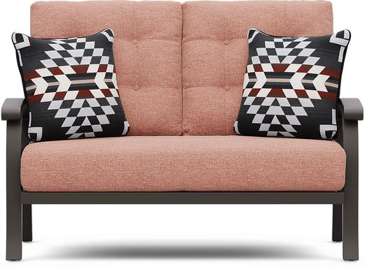 Lake Breeze Aged Bronze Outdoor Loveseat with Terracotta Cushions