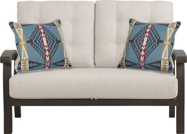 Lake Breeze Aged Bronze Outdoor 4 Pc Seating Set with Wren Cushions - Thumbnail - Image 2