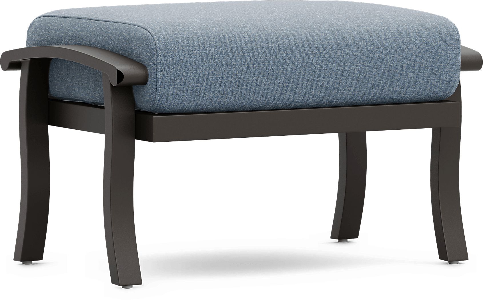 Lake Breeze Aged Bronze Outdoor Ottoman with Blueberry Cushion