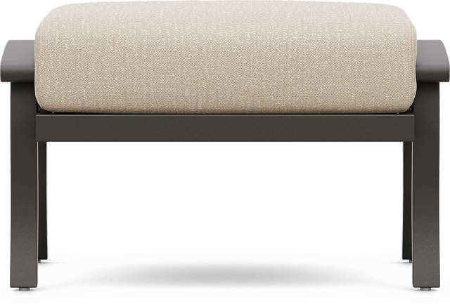 Lake Breeze Aged Bronze Outdoor Ottoman with Hemp-Colored Cushion - Thumbnail - Image 2