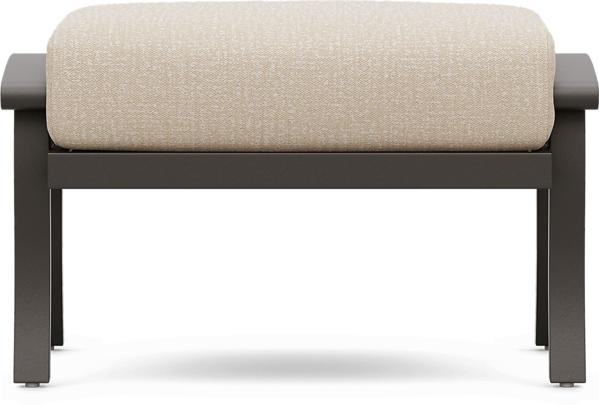 Lake Breeze Aged Bronze Outdoor Ottoman with Hemp-Colored Cushion - Image 2