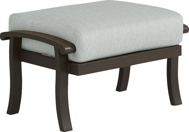 Lake Breeze Aged Bronze Outdoor Ottoman With Rollo Mist Cushion - Thumbnail - Image 1
