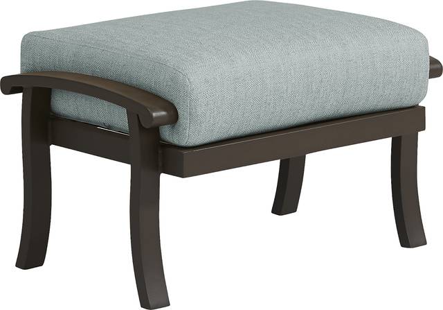 Lake Breeze Aged Bronze Outdoor Ottoman with Mist Cushion - Thumbnail - Image 1