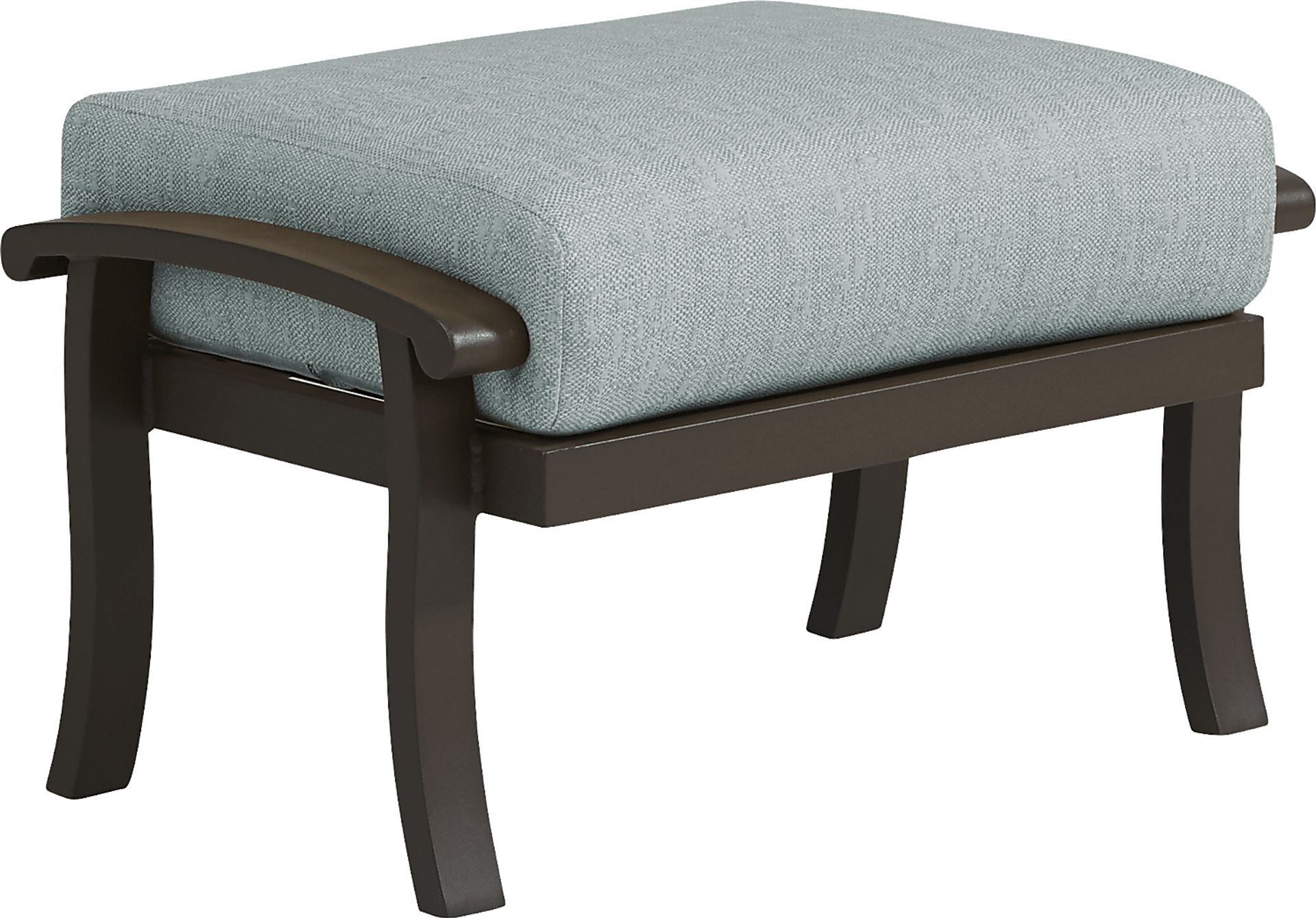 Lake Breeze Aged Bronze Outdoor Ottoman with Mist Cushion - Image 1