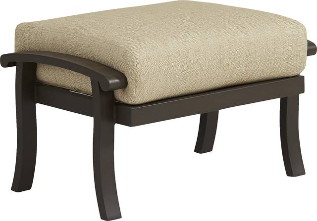 Lake Breeze Aged Bronze Outdoor Ottoman with Straw Cushion - Thumbnail - Image 1