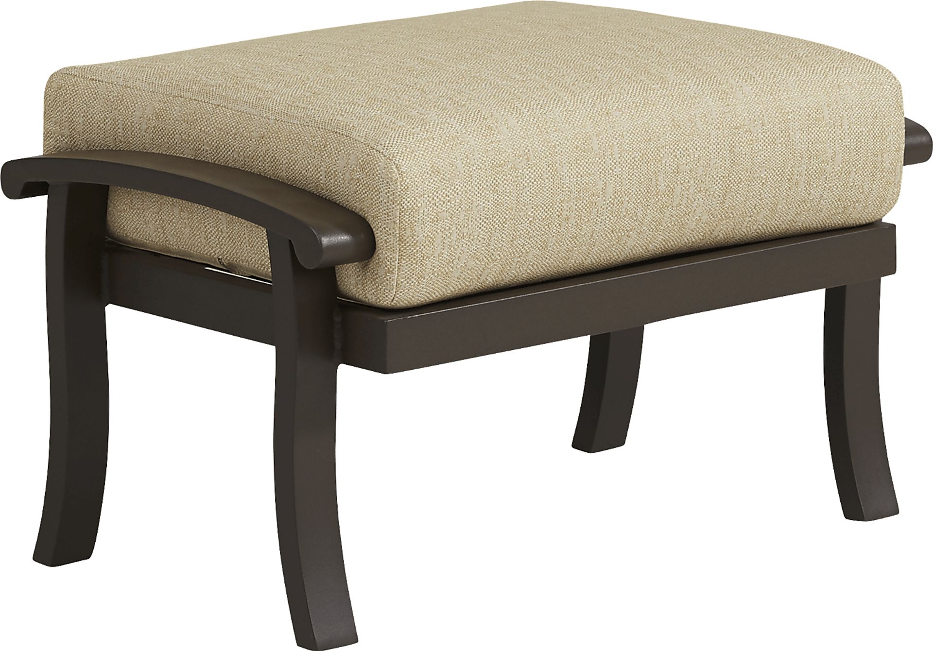 Lake Breeze Aged Bronze Outdoor Ottoman with Straw Cushion - Image 1