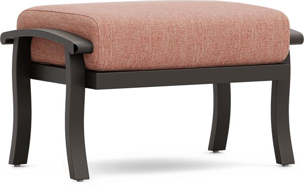 Lake Breeze Aged Bronze Outdoor Ottoman with Terracotta Cushion