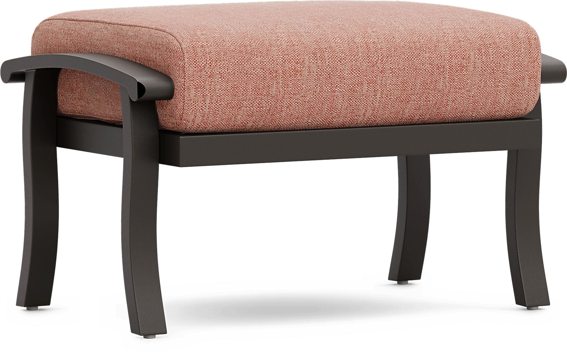 Lake Breeze Aged Bronze Outdoor Ottoman with Terracotta Cushion - Image 1