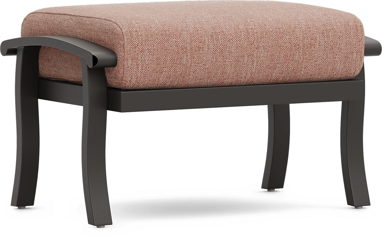 Lake Breeze Aged Bronze Outdoor Ottoman with Terracotta Cushion