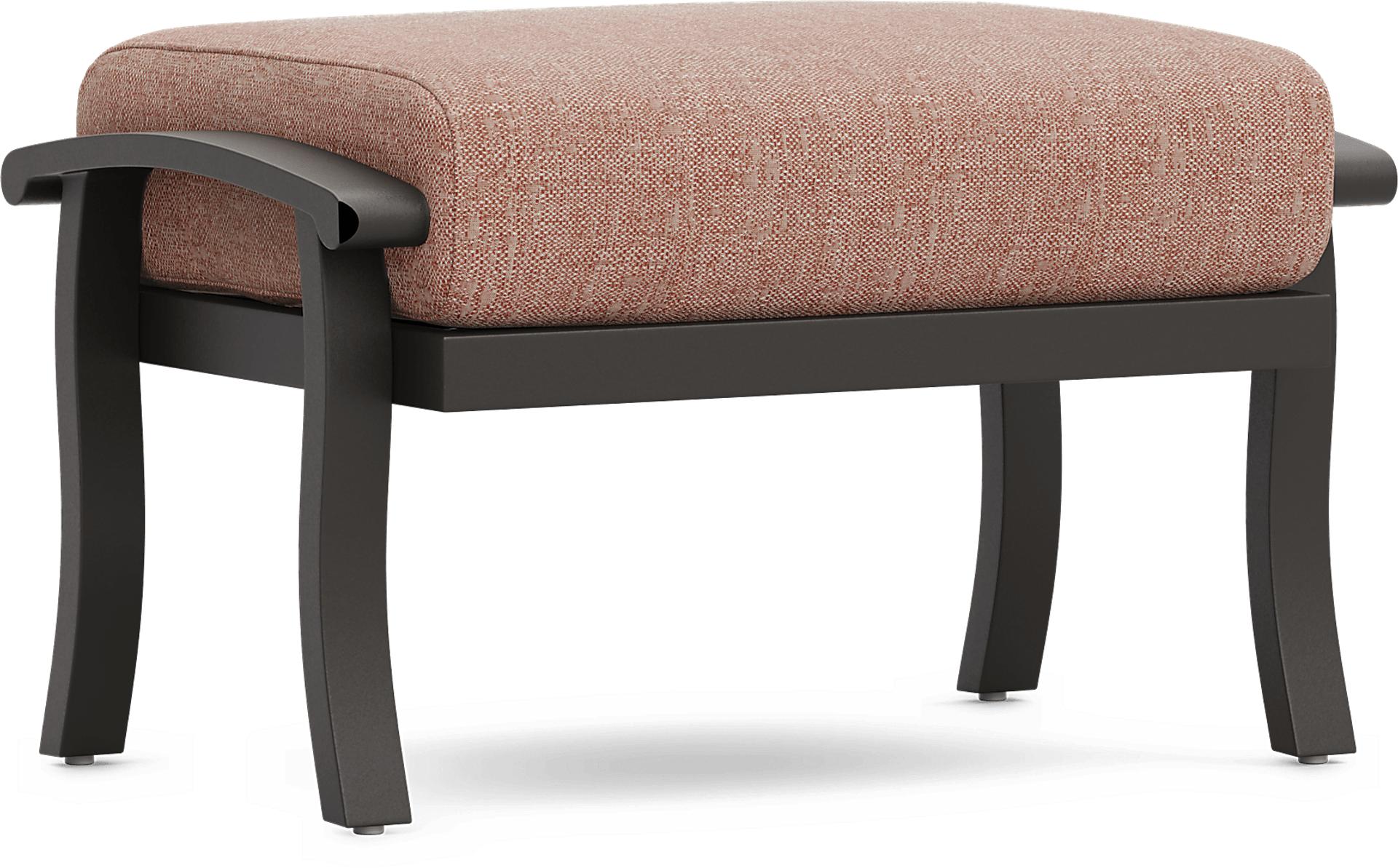Lake Breeze Aged Bronze Outdoor Ottoman with Terracotta Cushion