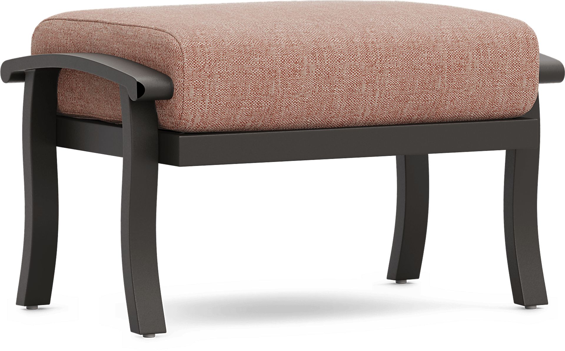 Lake Breeze Aged Bronze Outdoor Ottoman with Terracotta Cushion - Image 1